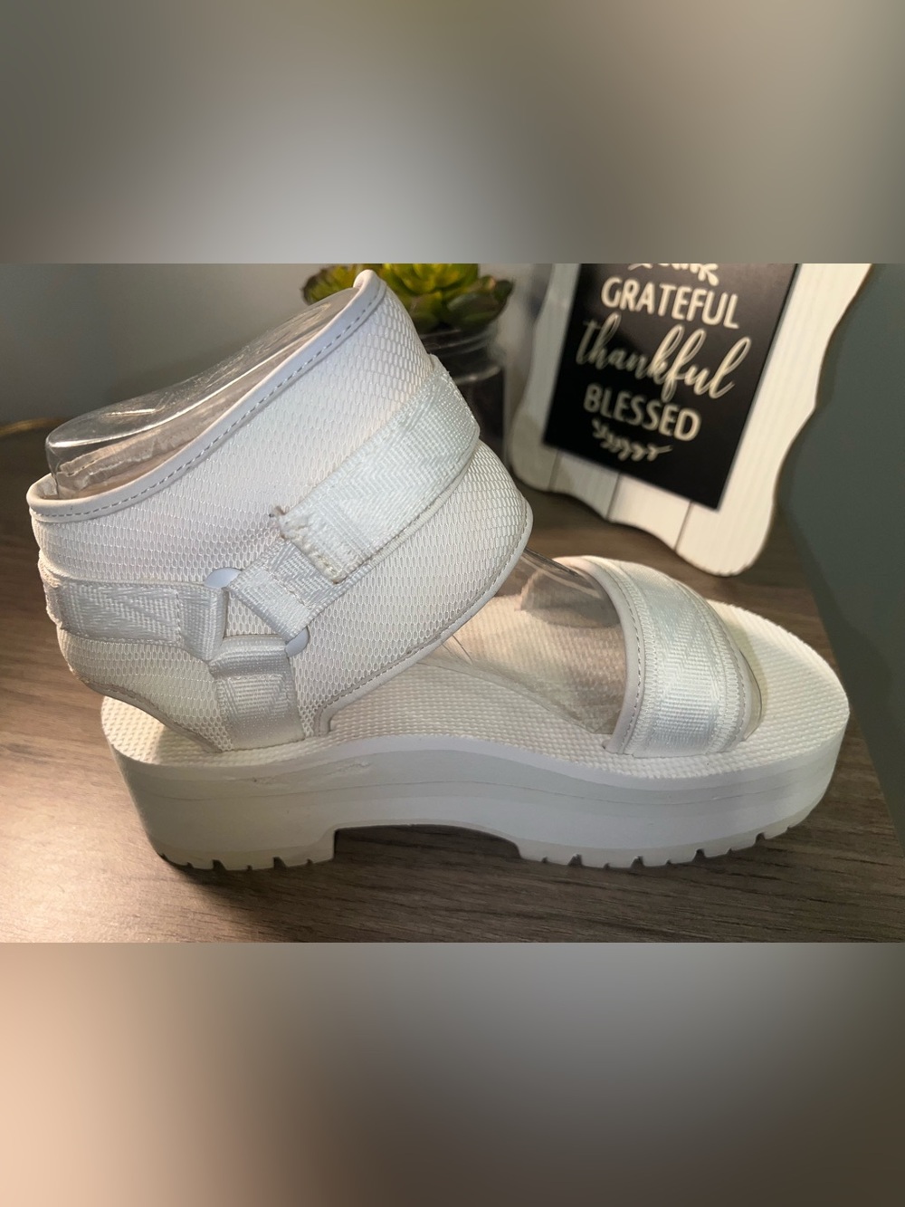 Teva White Chunky Platform Sandals with Adjustable Straps - Picture 9 of 16